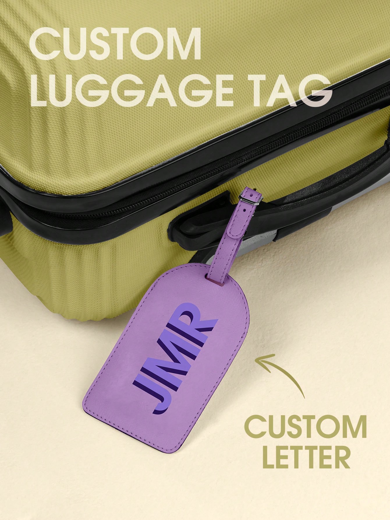 Leather Briefcase - Personalized Initial Luggage Tag Custom Letter