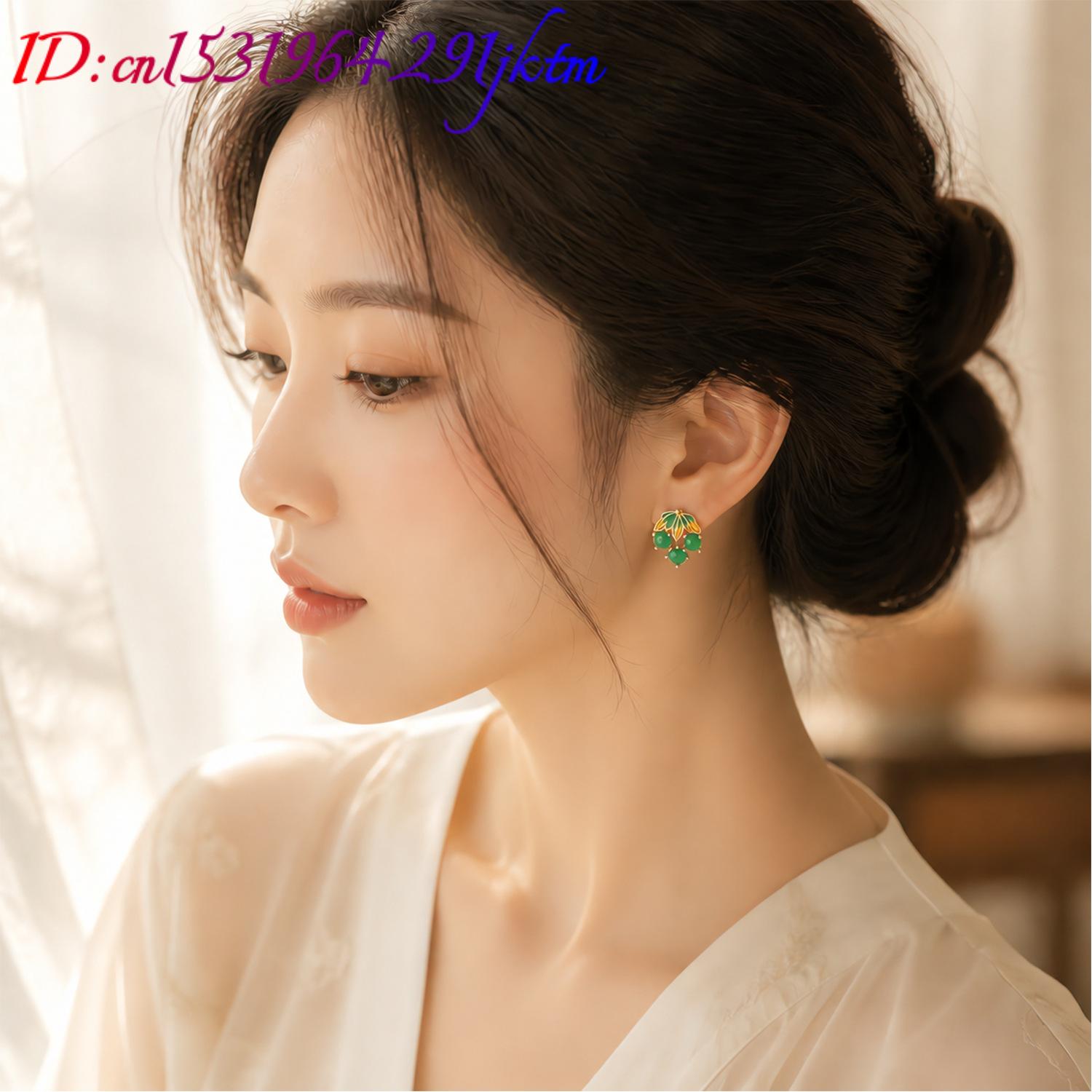 Burmese Jadeite Grape Earrings - Gold Plated Jewelry 评论和价格
