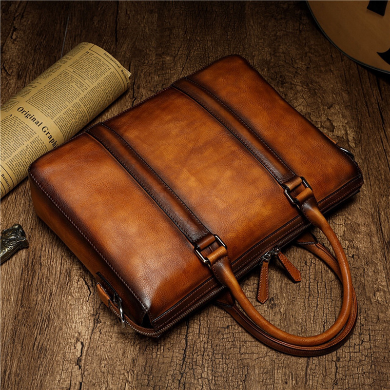 YETTIES Business Top Grain Lea - Leather Briefcase 评论和价格