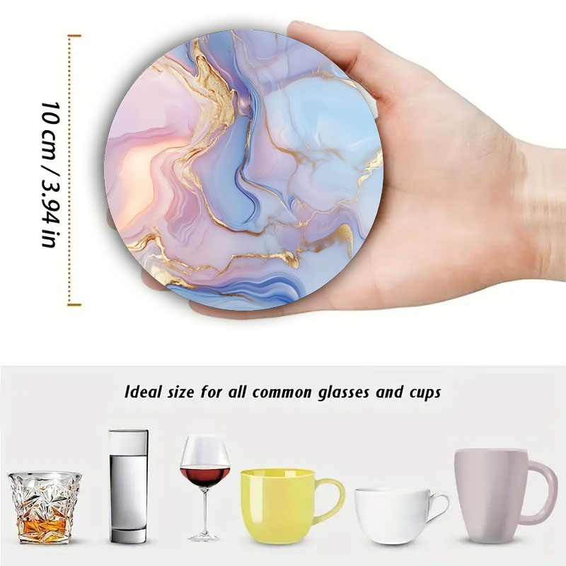 4 Pieces of Marble Pattern Pri - Marble Coaster Set 评论和价格