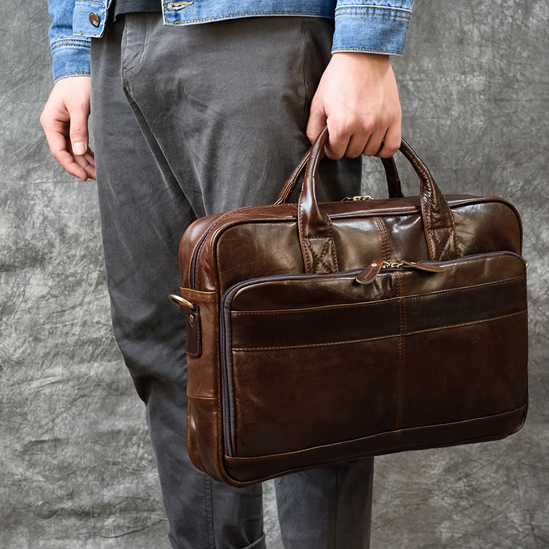 Luxury Genuine Leather Handbag - Leather Briefcase 评论和价格