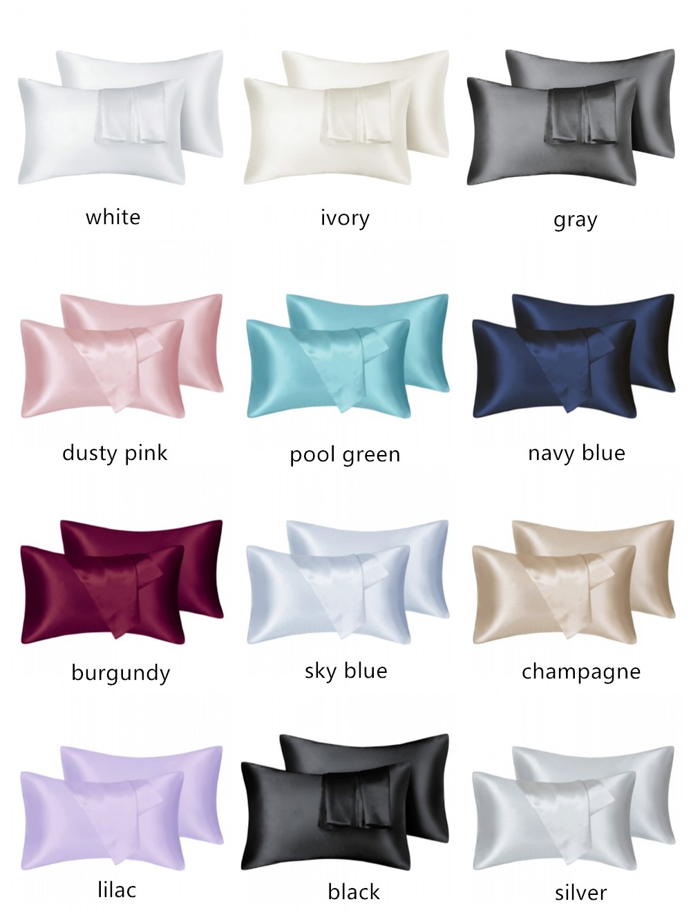 2pcs/lot Solid Silky Satin Ski - Silk Pillowcase 评论和价格