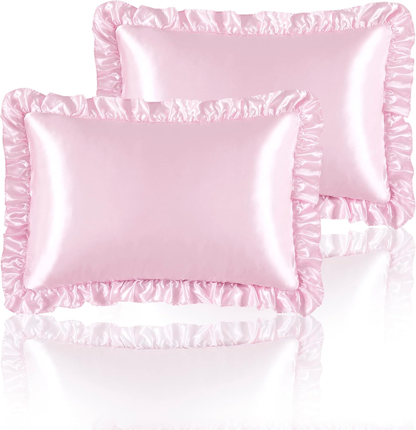 2Pcs Satin Ruffled Pillow Case - Silk Pillowcase 评论和价格