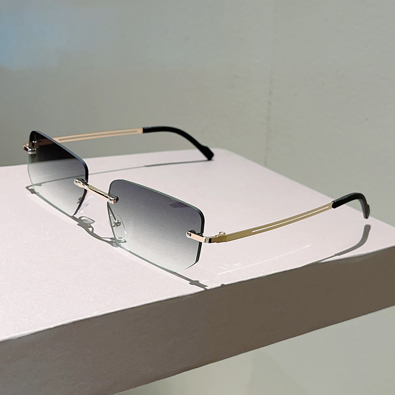 Fashion Rimless Rectangle Sung - Sunglasses Uv400 评论和价格