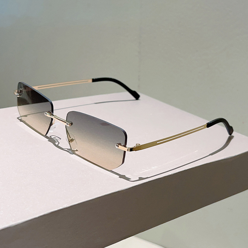 Fashion Rimless Rectangle Sung - Sunglasses Uv400 评论和价格