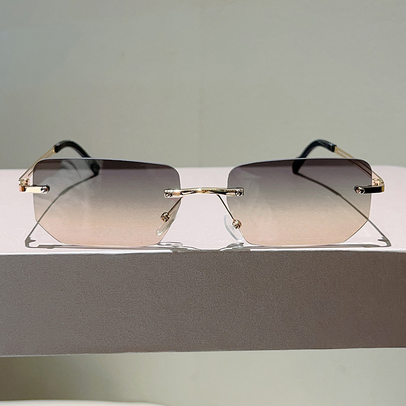 Fashion Rimless Rectangle Sung - Sunglasses Uv400 评论和价格